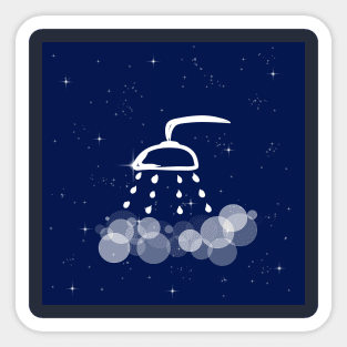 water shower, plumbing, purity, hygiene, water treatments, wash, technology, light, universe, cosmos, galaxy, shine, concept, illustration Sticker